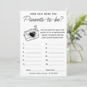 Baby shower Jeu Quel Âge Était La Carte Des Parent (Debout devant)