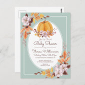 Baby shower | Jolie aquarelle Invitation d'automne (Devant / Derrière)
