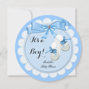 Baby Shower Jongen Blauwe Cute Blauwe Booties scho Kaart