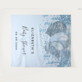 Baby Shower jongen blauwe glitters ballonnen zilve Wandkleed (Voorkant (horizontaal))