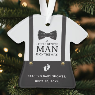 Baby Shower Jongen Een Kleine Heer Bretels Ornament