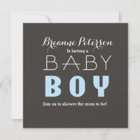 Baby Shower JONGEN Grijs Lichtblauw Moderne Uitnod