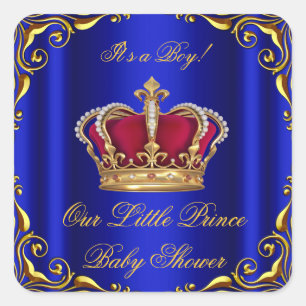 Baby Shower Jongen Kleine Prins Koninklijk Blauw R Vierkante Sticker