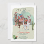 Baby Shower Jongen | Llama's & Cactus | Uitnodigin Kaart (Voorkant)