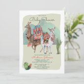 Baby Shower Jongen | Llama's & Cactus | Uitnodigin Kaart (Staand voorkant)