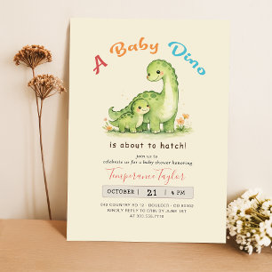 Baby Shower Jongen Schattige Dino bijna uit het Ei Kaart
