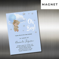 Baby shower jongen teddy draagt blauwe sterren lux