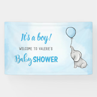 Baby shower jongen van de acute olifant spandoek