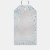 Baby Shower jongen zilver blauwe ballonnen bedankt Cadeaulabel (Achterkant)