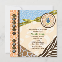 Baby Shower Jongens Blauwe Safari Thema Uitnodigin