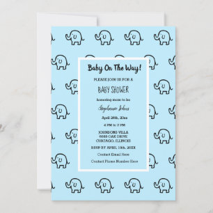 Baby shower Jongens Meisjes Olifant Patterns Blauw Kaart