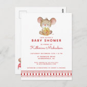 Baby shower | Joyeuse invitation de la souris de N (Devant / Derrière)