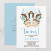 Baby shower jumeaux de la Vache Sainte Invitation  (Devant / Derrière)