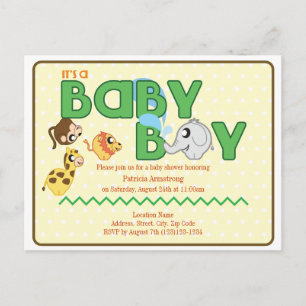 Baby shower Jungle Boy Invitation de carte postale