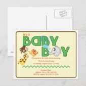 Baby shower Jungle Boy Invitation de carte postale (Devant / Derrière)