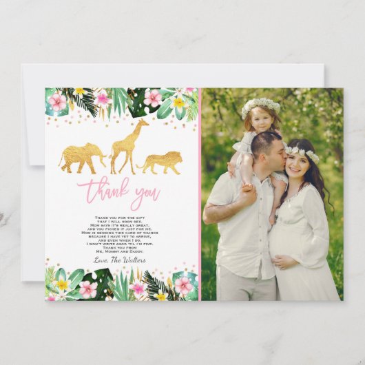 Baby shower Jungle Carte de remerciements douche J (Devant)