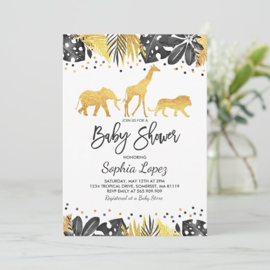 Baby shower Jungle Invitation Baby shower tropical (Debout devant)