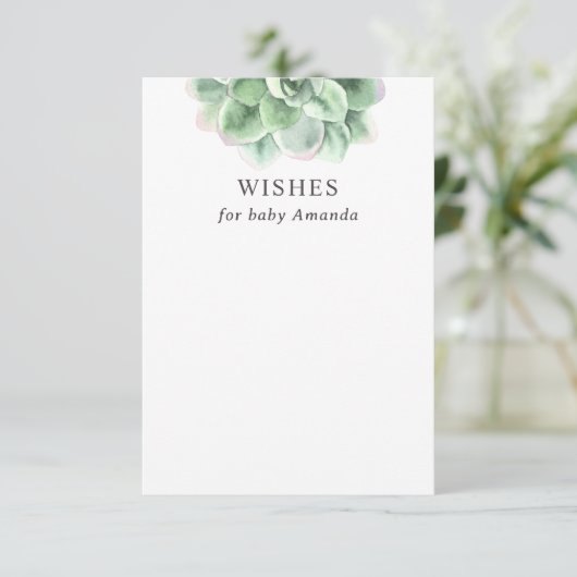 Baby shower Keepsake | Succulent Wensen voor Baby Informatiekaartje (Staand voorkant)