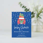 BABY SHOWER | Kerstfeestdag rode auto Briefkaart (Staand voorkant)