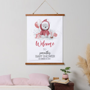 Baby shower Kerstmis IJsbeer Feestbord Hangend Wandkleed