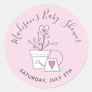 Baby shower kijk hoe ik roze Plant groeide Ronde Sticker