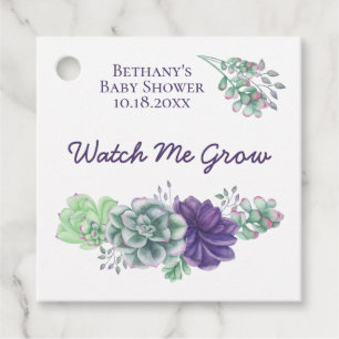 Baby shower Kijk me groeien Paarse vettige Plant Bedankjes Labels