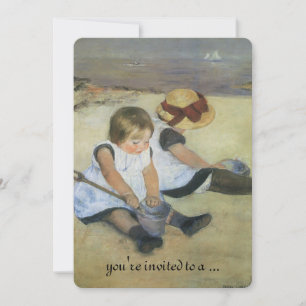 Baby shower, kinderen op strand met Cassatt Kaart