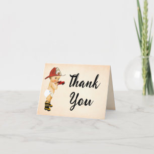 Baby shower Kleine brandweerman met creditcard Bedankkaart