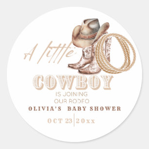 Baby shower Kleine Cowboy Ronde Sticker
