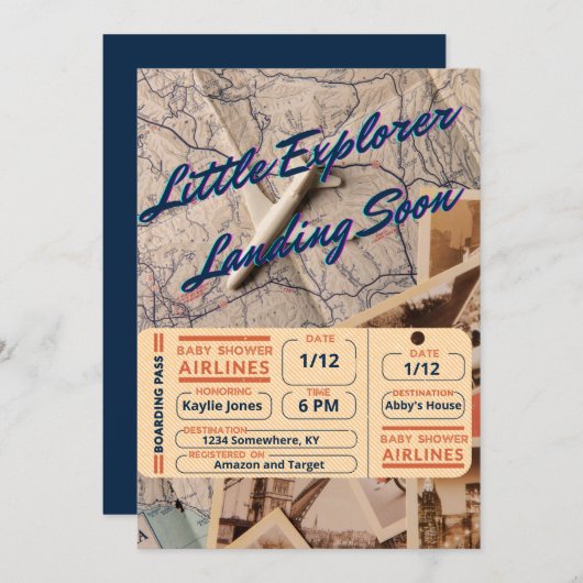 Baby Shower - Kleine Ontdekkingsreiziger Komt Gauw Kaart (Voorkant / Achterkant)