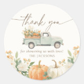 Baby shower kleine pompoHerfst Ronde Sticker (Voorkant)
