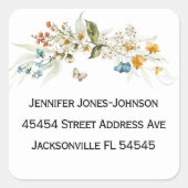 Baby shower Kleurrijk Bloemen Adres Vierkante Sticker (Voorkant)