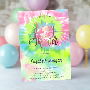 Baby Shower Kleurrijke Tie Dye Kaart