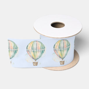 Baby shower, kleurrijke waterverf heteluchtballon lint