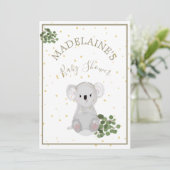 Baby shower Koala Floral Green Kaart (Staand voorkant)
