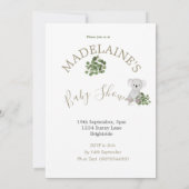 Baby shower Koala Floral Green Kaart (Achterkant)
