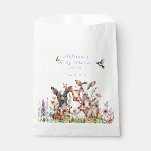 Baby shower Koe Geitenschapenvlinders Bloemen Bedankzakje (Voorkant)