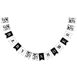 Baby shower Koe Print Zwart-wit Vlaggetjes