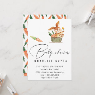 Baby shower konijnenwortelbloem Nodig meisje roze Kaart