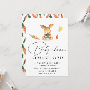 Baby shower konijnenwortelhartslag Nodig meisje ro Kaart