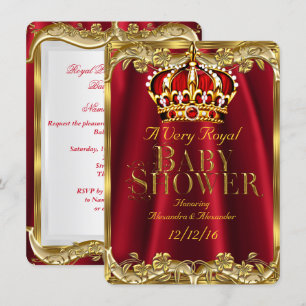 Baby Shower Koninklijke Koninklijke Rode Gouden Kr Kaart