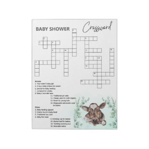 Baby Shower Kruiswoordraadsel Koe Kalf Spel Notitieblok