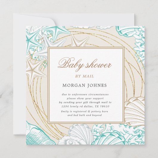 baby shower kust van turkooise goudkust (Voorkant)