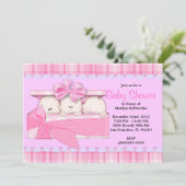 BABY SHOWER KUSTSweet PINK Triplets Kaart (Staand voorkant)