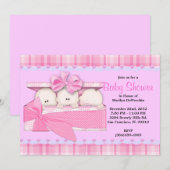 BABY SHOWER KUSTSweet PINK Triplets Kaart (Voorkant / Achterkant)