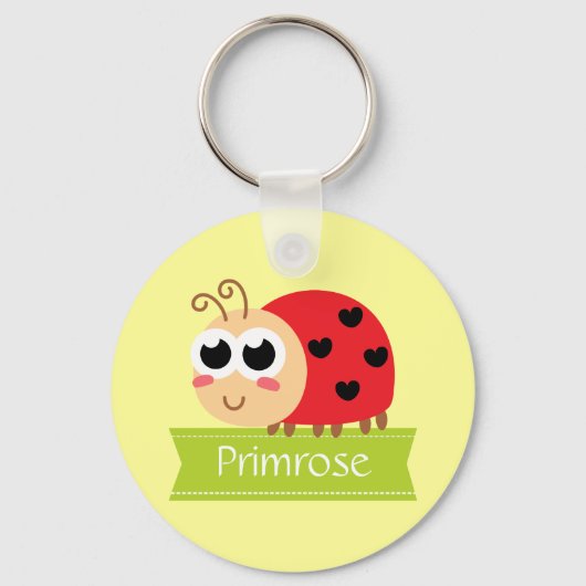 Baby shower: Kute Baby Ladybug met hartspikkels Sleutelhanger (Voorkant)