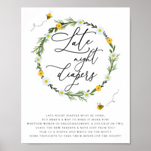 Baby shower laat in de nacht bij bijen spelen. poster