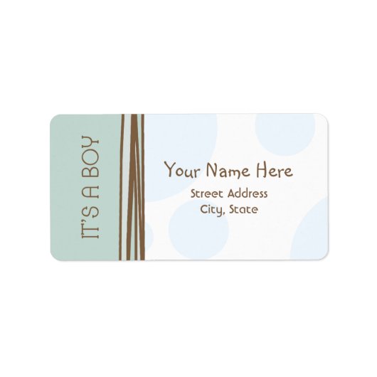 Baby shower Label - Blauw & Bruin - Het is een jon (Voorkant)
