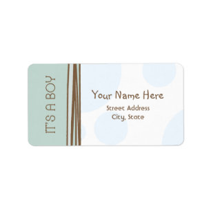 baby shower Label - blauw en bruin - het is een jo