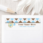 Baby shower Label - Blauwe Luier Roze & Argyle (Insitu)